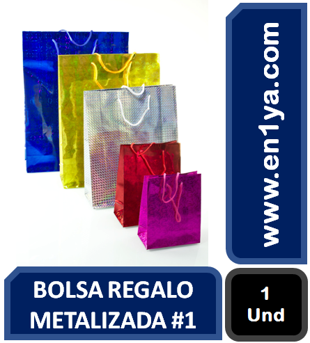 Bolsa Regalo Metalizada Colores 37x29 Cm X 6 Unidades