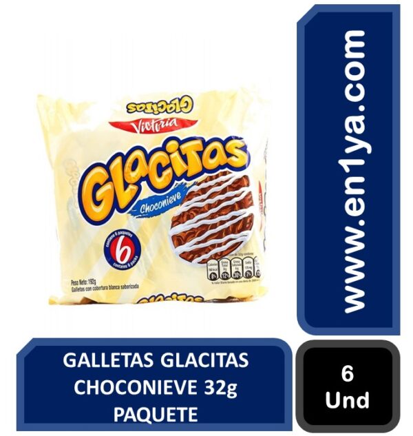 GALLETAS GLACITAS CHOCONIEVE 32g PAQUETE X6 UNIDADES