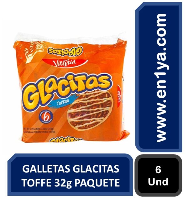 GALLETAS GLACITAS TOFFE 32g PAQUETE X6 UNIDADES